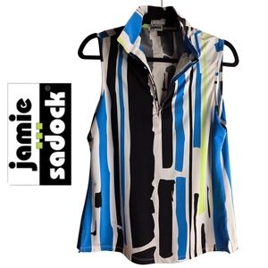 Jamie Sadock Women's Blue and Black Sleeveless Polo Top